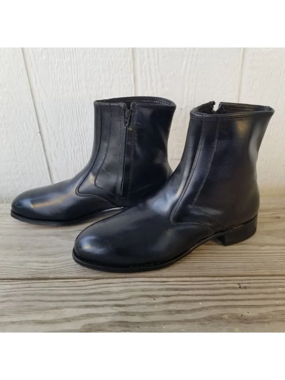 Lehigh Classic Mens Black Leather Ankle Side Zip Boots Steel Toe 9 E 1830 USA